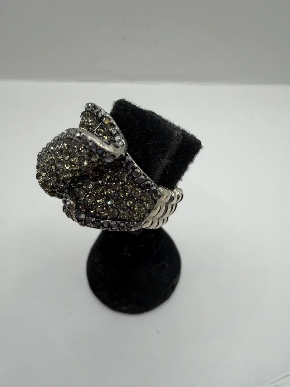 Sparkling Cluster Cocktail Ring in Dark Silver